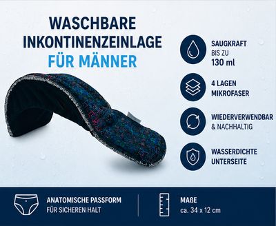 Waschbare Inkontinenzeinlage für Männer | Pupus Saugeinlage