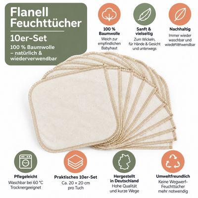 HYPF Waschbare Feuchttücher aus Baumwolle – 10er-Set