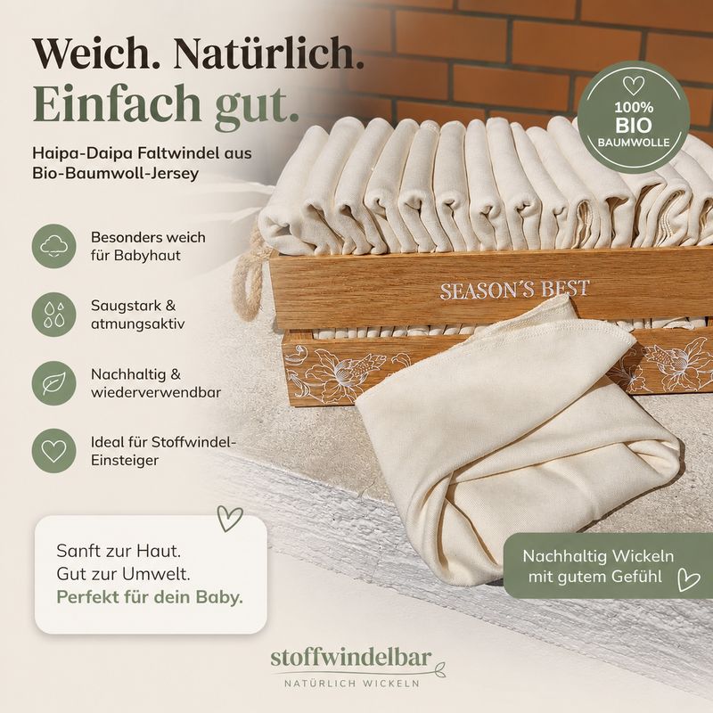 Haipa-Daipa Faltwindel aus Bio-Baumwoll-Jersey