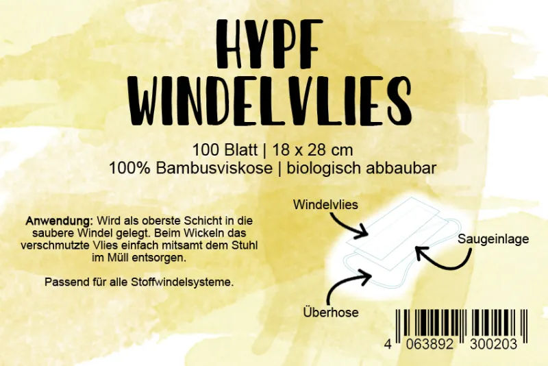 Hypf Windelvlies für Stoffwindeln | 100 Blatt aus Bambusfasern