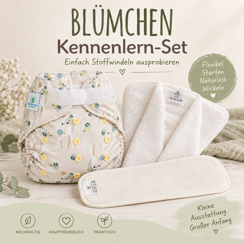 Blümchen Stoffwindel Kennenlern-Set | OneSize