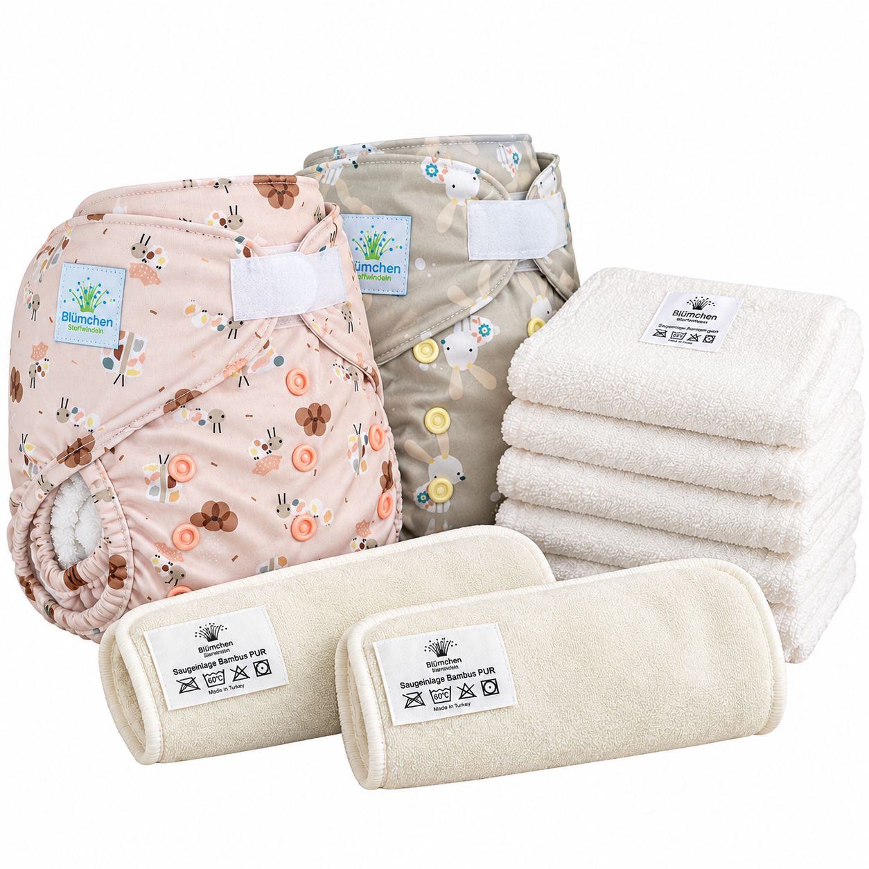 Blümchen Stoffwindel Starter-Set | OneSize