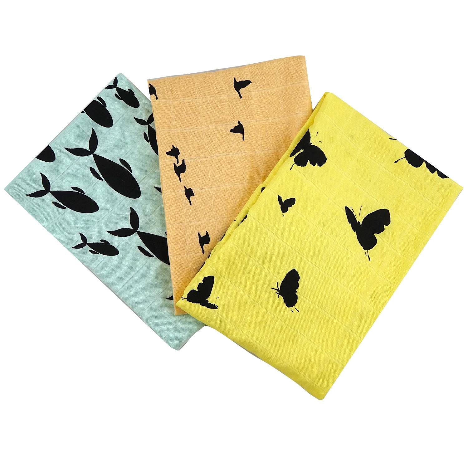 avo+cado bunte Mullwindeln 80 × 80 cm – 3er-Set