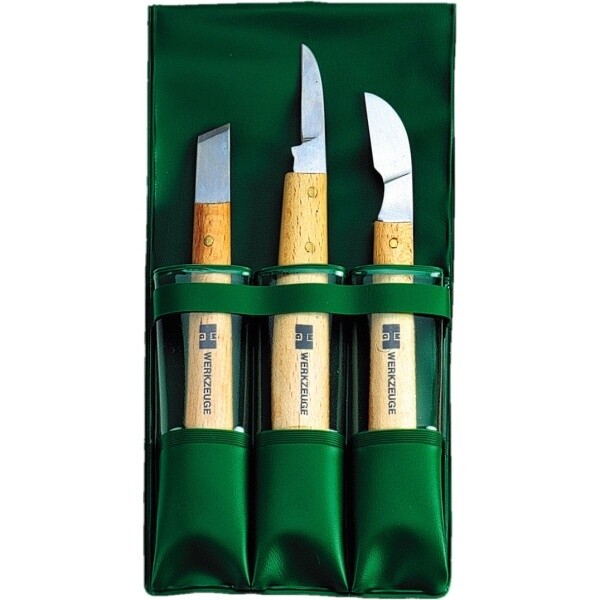 Deluxe Set of MHG Wood Carving Knives in plastic pouch—contains: 1400.52, 1400.58, 1400.54