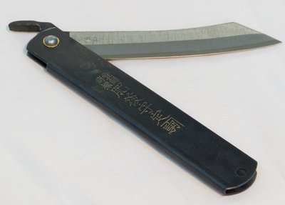 Triple-layered SK Steel HIGO Knife (120mm) — Black Handle