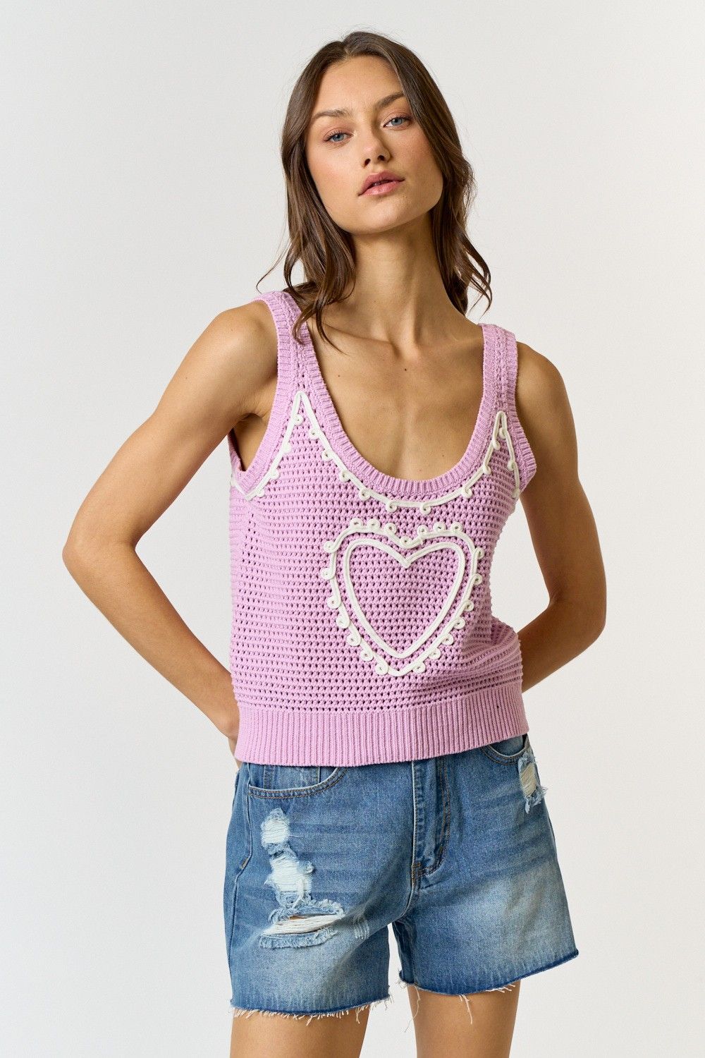 Heart embroidery  sweater top