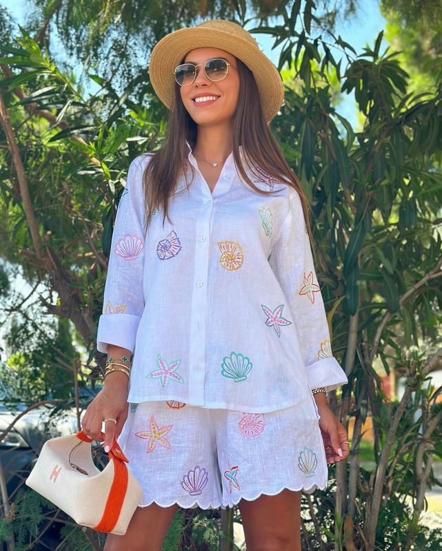 Scalloped linen set