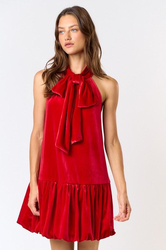 Velvet bubble mini dress
