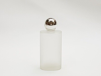 Frasco "Oval" 50 ml matizado con tapa bola metalizada plata
