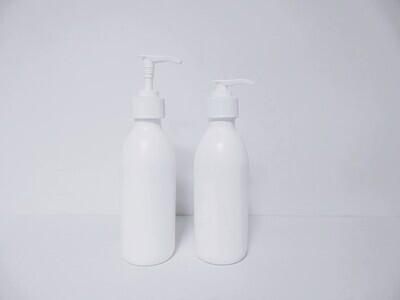 Botella plástico PET 220 ml blanca con dosificador blanco