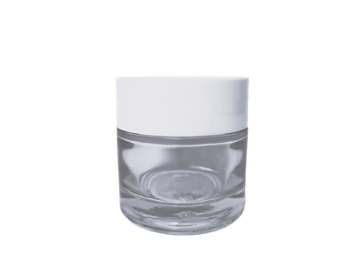 Tarro vidrio transparente 50 ml con tapa blanca