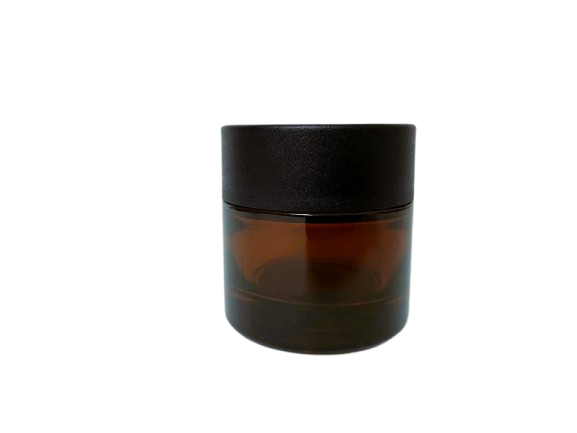 Tarro vidrio topacio 50 ml con tapa negra mate