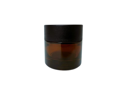 Tarro vidrio topacio 50 ml con tapa negra mate