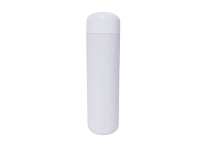Botella plástico cilíndrica 520 ml blanca con tapa doble faldón blanca.
