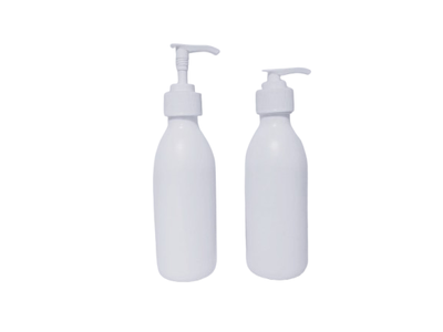 Botella plástico PET 220 ml blanca con dosificador blanco