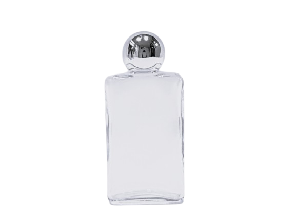 Frasco &quot;Broadway&quot; 50 ml con bola metalizada plata y goteador