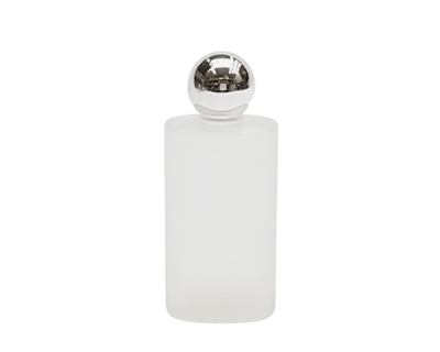 Frasco &quot;Oval&quot; 50 ml matizado con tapa bola metalizada plata