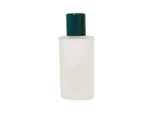 Frasco &quot;Oval&quot; 200 ml matizado con tapa roscada verde y goteador