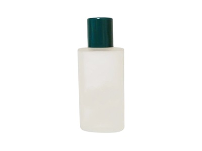 Frasco &quot;Oval&quot; 200 ml matizado con tapa roscada verde y goteador