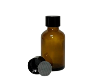 frasco vidrio topacio 50 ml rosca PP22 ml tapón roscado urea y disco Butilo