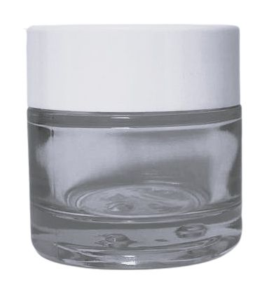 Tarro vidrio transparente 50 ml con tapa blanca