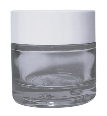 Tarro vidrio transparente 50 ml con tapa blanca