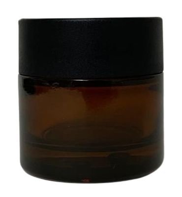 Tarro vidrio topacio 50 ml con tapa negra mate