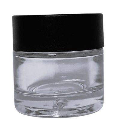 Tarro vidrio transparente 50 ml con tapa negra