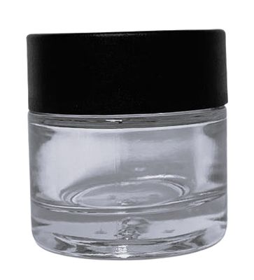 Tarro vidrio transparente 50 ml con tapa negra