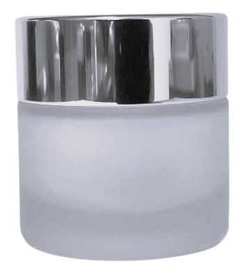 Tarro vidrio matizado 50 ml con tapa plata brillo