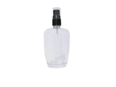 Frasco vidrio Goya transparente 100 ml dosificador negro.