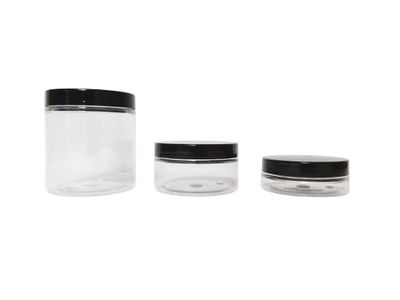 Tarro plástico PET D70 con tapa negra