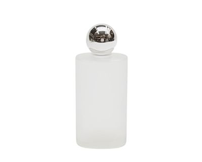 Frasco "Oval" 50 ml matizado con tapa bola metalizada plata