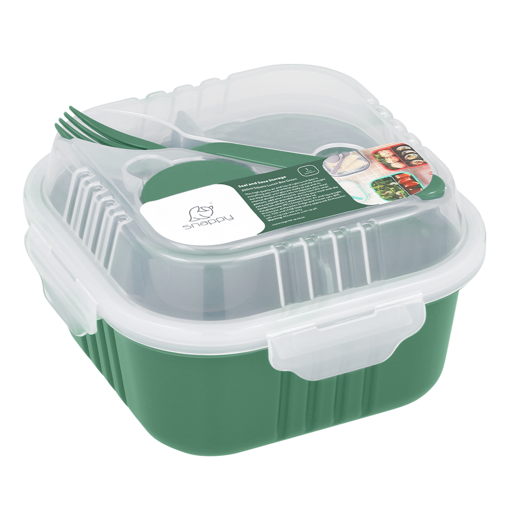 snappy lunch box square 830 ml green