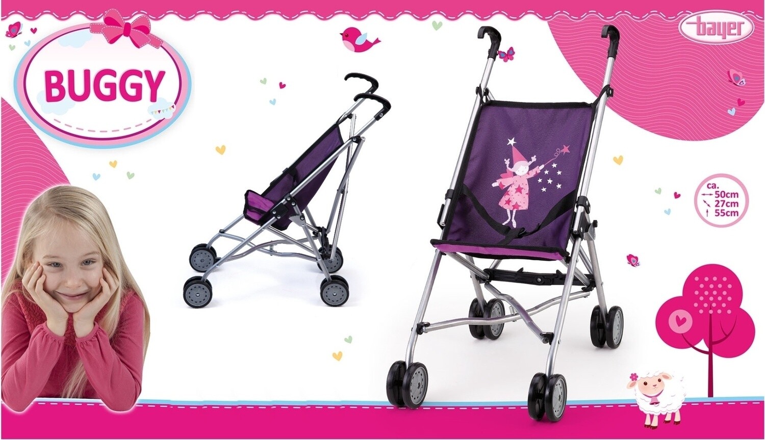 JFSBay30112 Buggy Doll&#39;s Pram (Purple/L.Purple) DISC