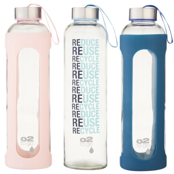 02 glass bottle with silicone 600 ml
