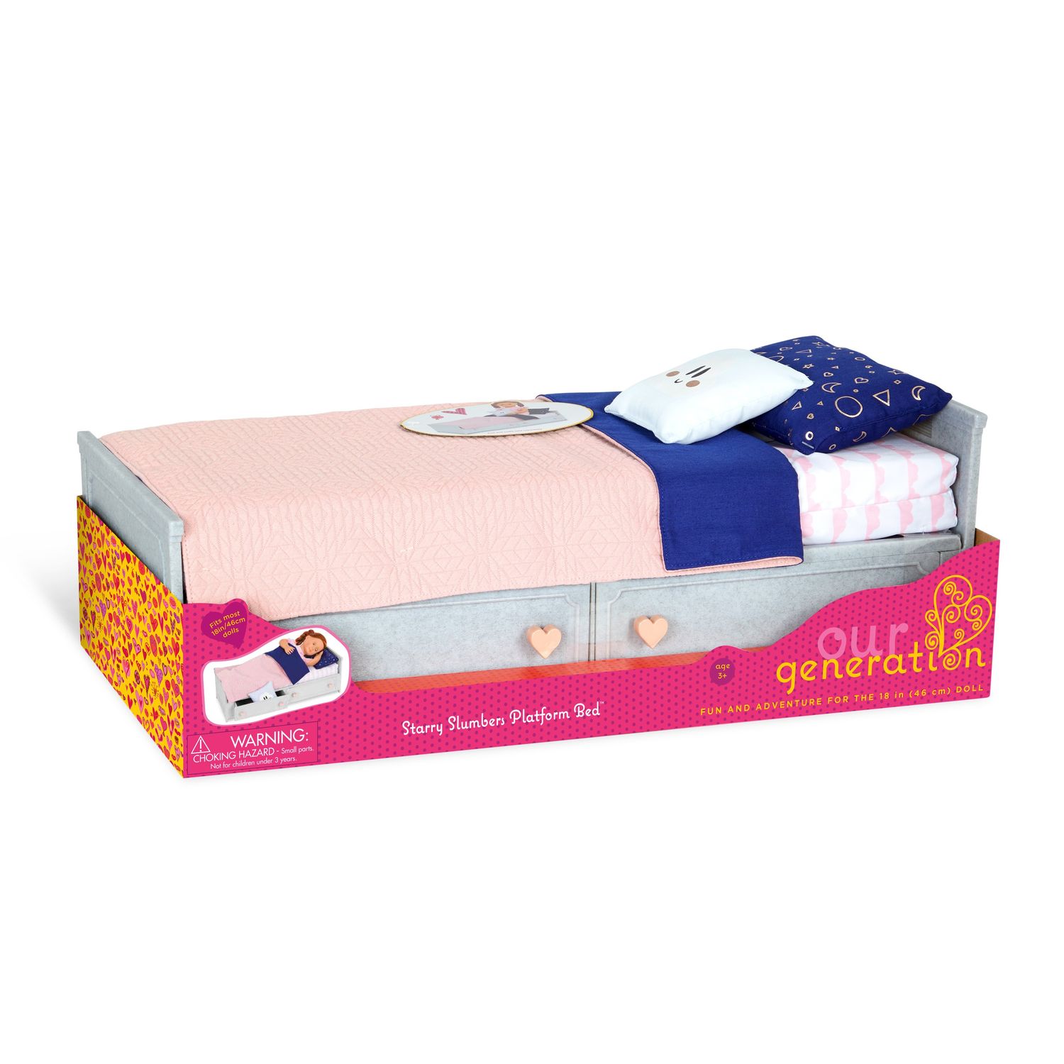 IDT015299 OG PLASTIC DOLL BED W/ BUILT-IN STORAGE DRAWERS