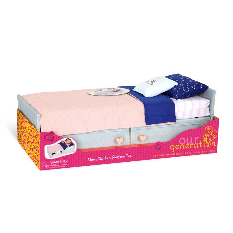 IDT015299 OG PLASTIC DOLL BED W/ BUILT-IN STORAGE DRAWERS