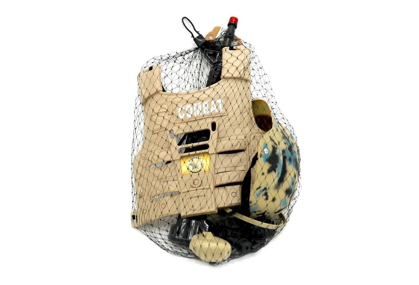 IDT012366 DRESS UP COMBAT ARMY SET W/ ACCS IN NET BAG