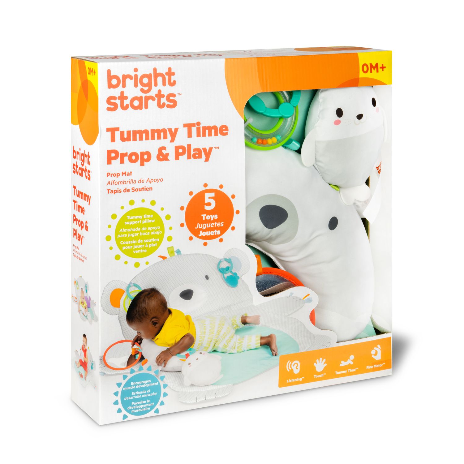 IDT013867 BS TAGGIES TUMMY TIME PROP &amp; PLAY POLAR BEAR