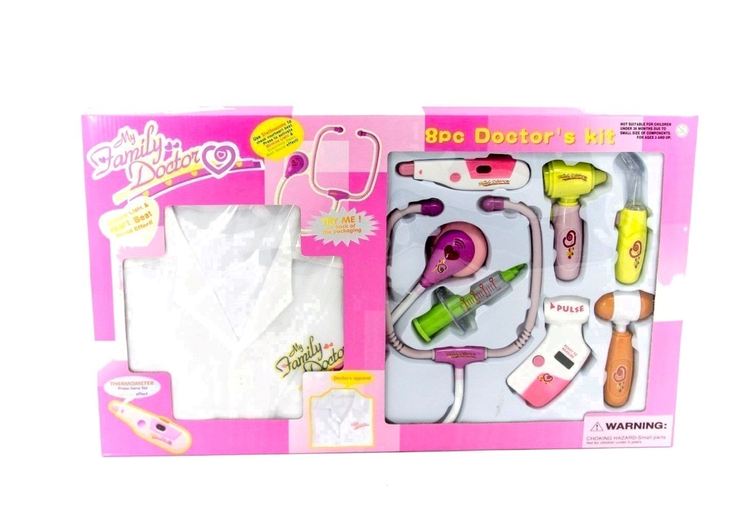 IDT004587 ELECTRONIC DOCTOR SET PINK W/ UNIFORM 8 PCE