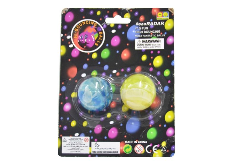 IDT014495 2PC MARBELED BOUNCING BALLS ON CARD
