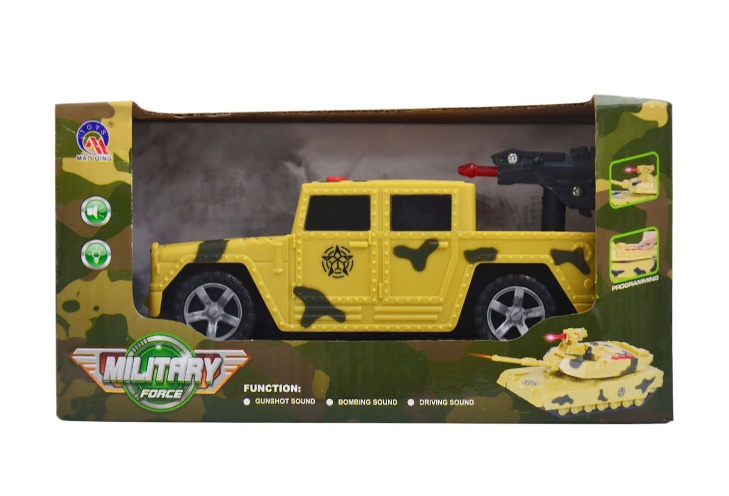 IDT014549 ARMY TRUCK BO CAR W/SOUND&amp;LIGHT IN OPEN BOX