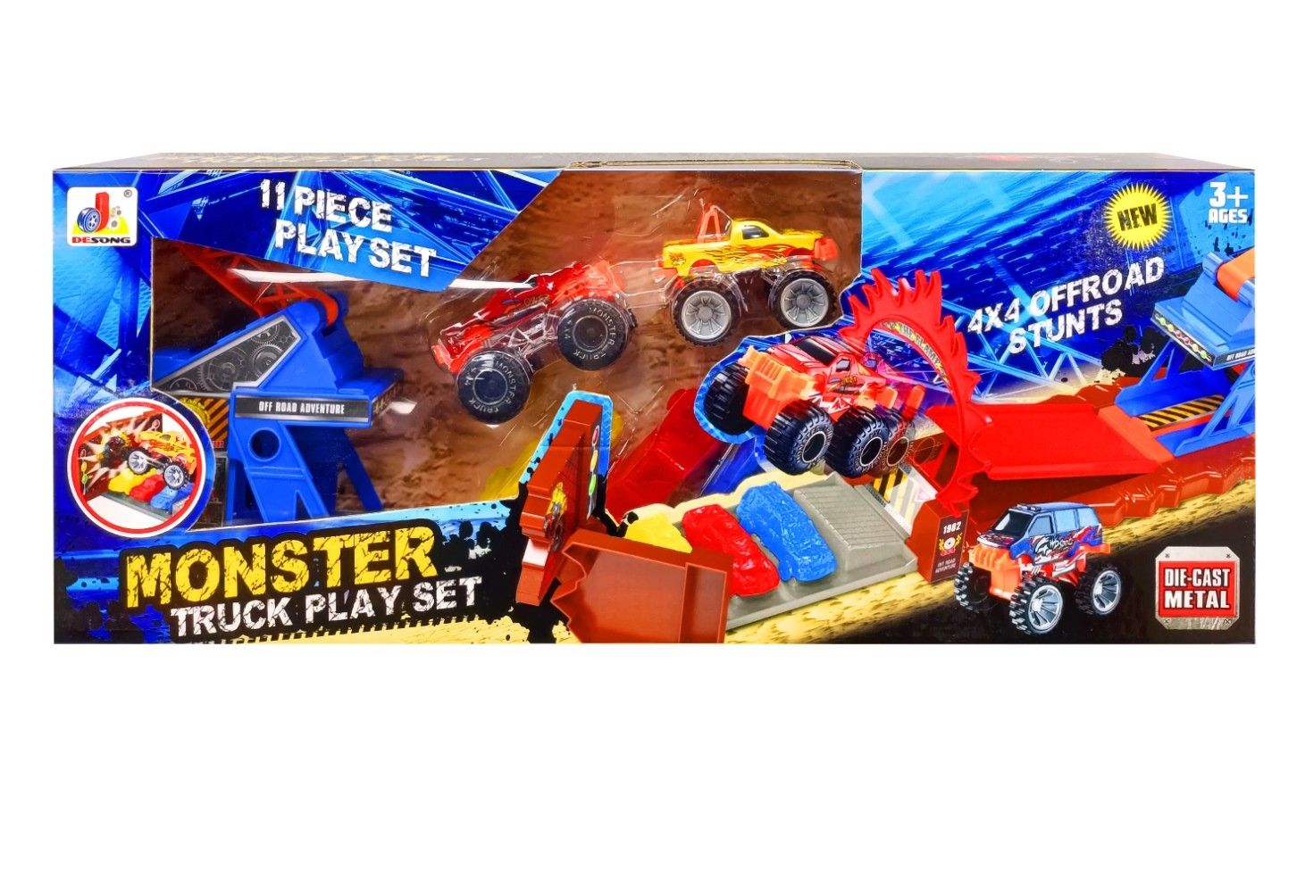 IDT017713 MONSTER TRUCK TRANPORTER PLAYSET 11 PCE