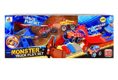 IDT017713 MONSTER TRUCK TRANPORTER PLAYSET 11 PCE
