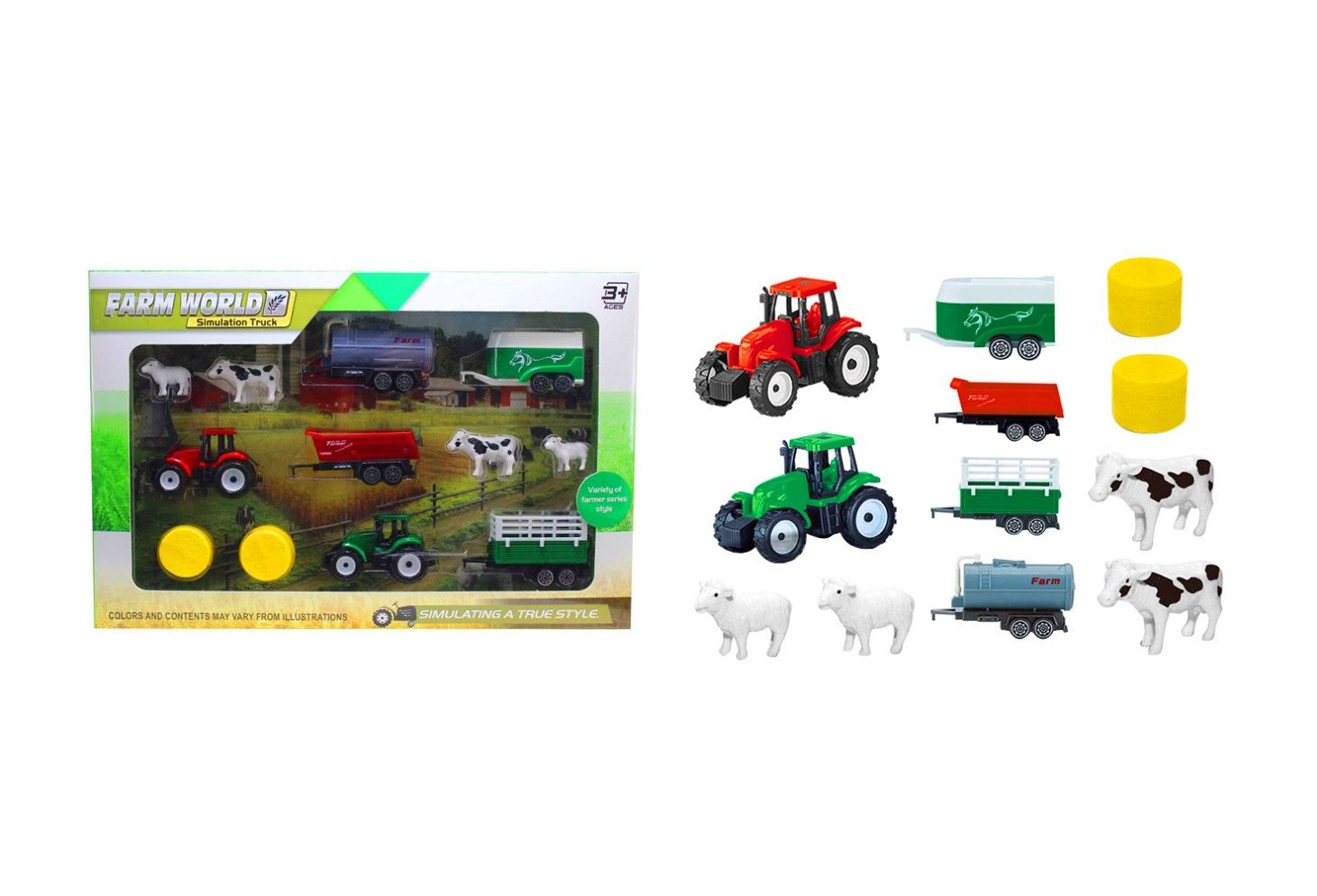 IDT017869 FARM WORLD TRUCK PLAYSET W/2 COWS IN W/B