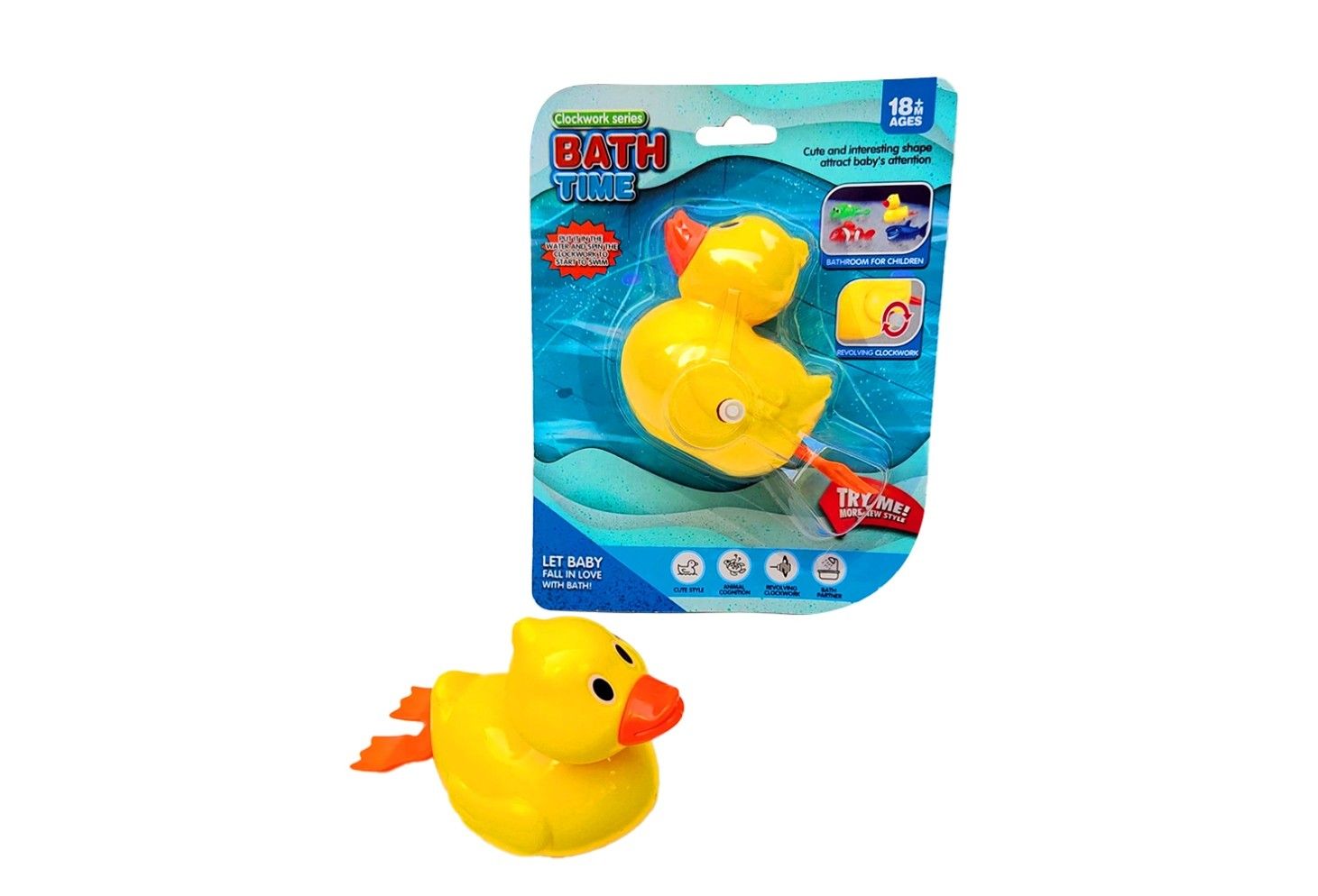 IDT017548 BATH TIME WIND-UP DUCK ON CARD