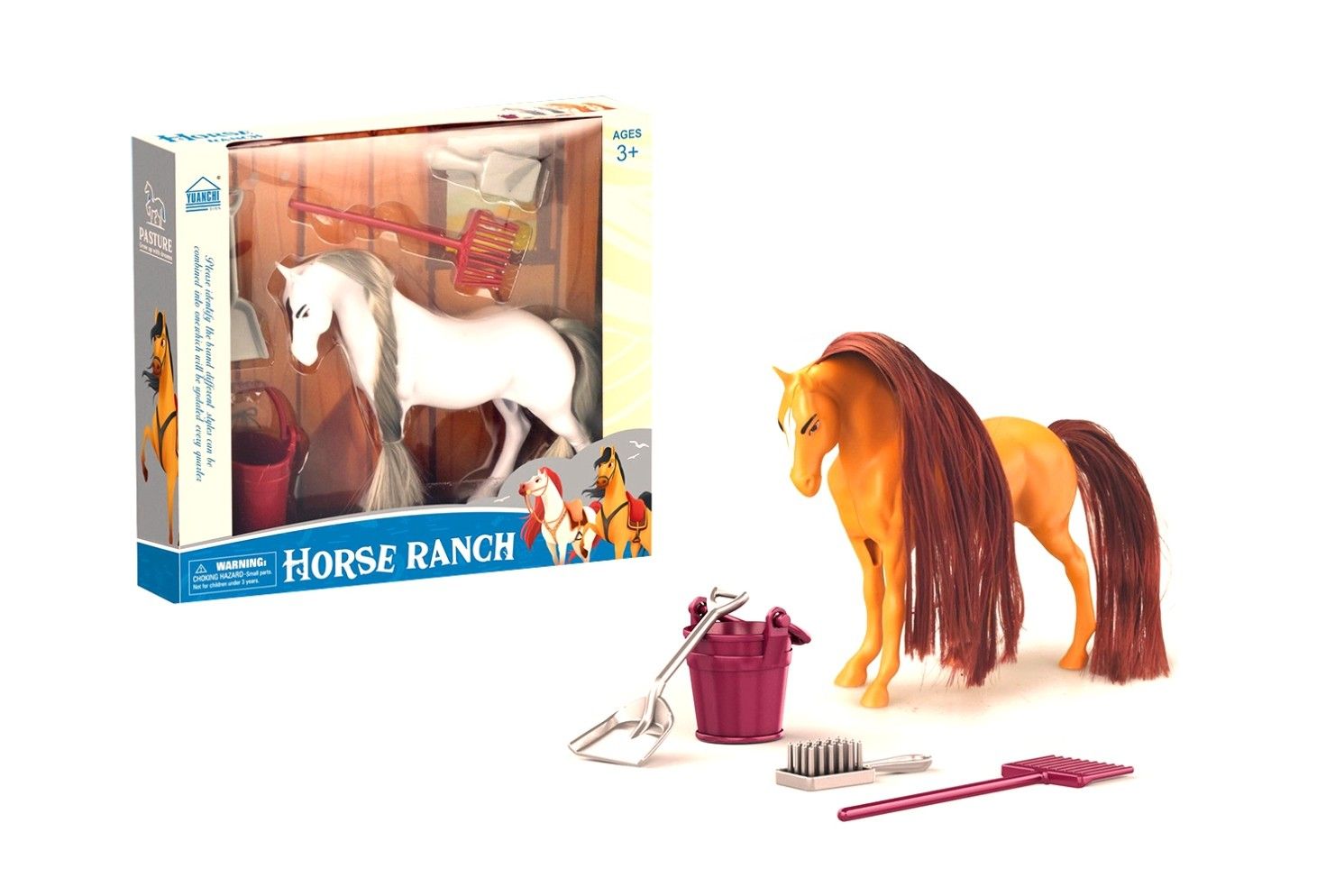 IDT017206 WHITE/BROWN HORSE PLAYSET IN W/B 2 ASTD