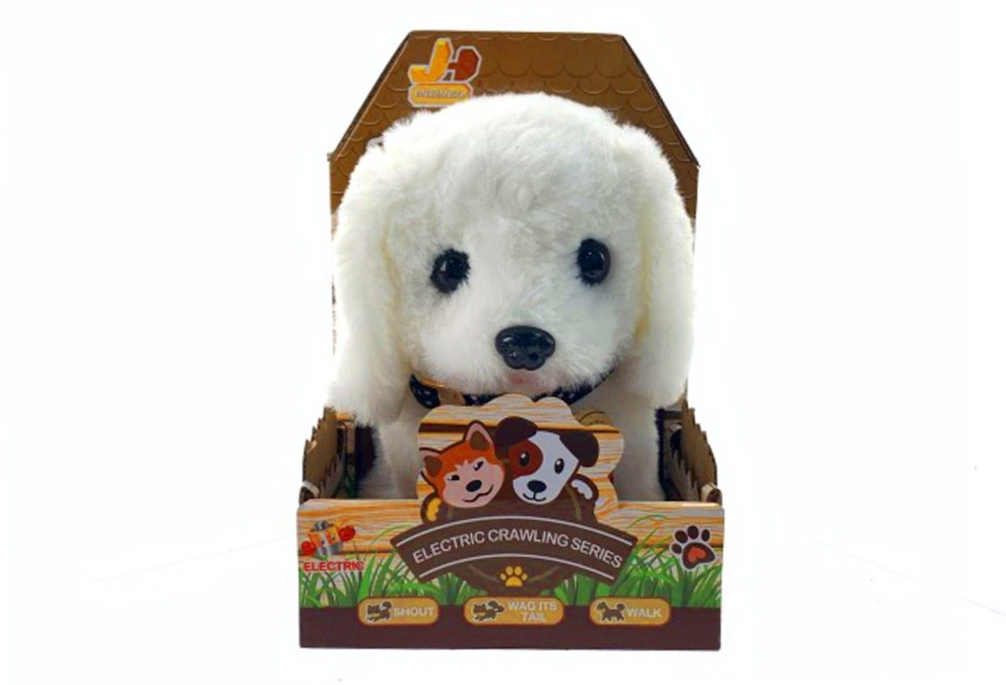 IDT016451 ELECTRIC CRAWLING PUSH DOG - WHITE RETRIEVER
