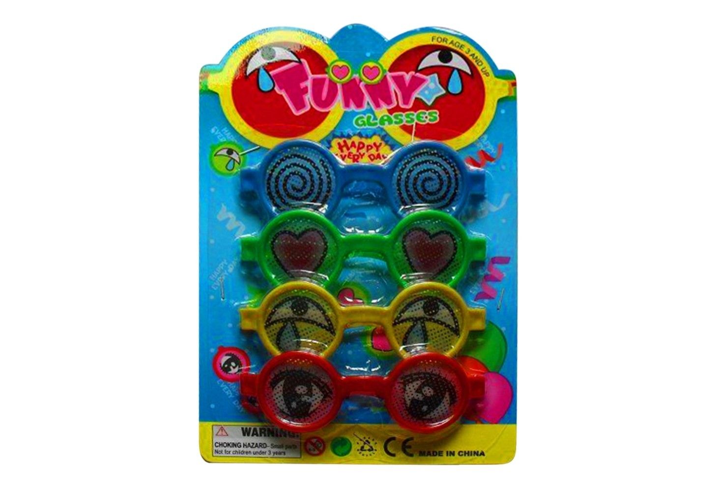 IDT017338 4 PCE FUNNY GLASSES IN B/C